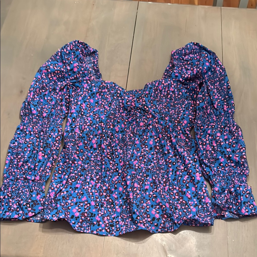 Floral Blue and Pink Women's Top